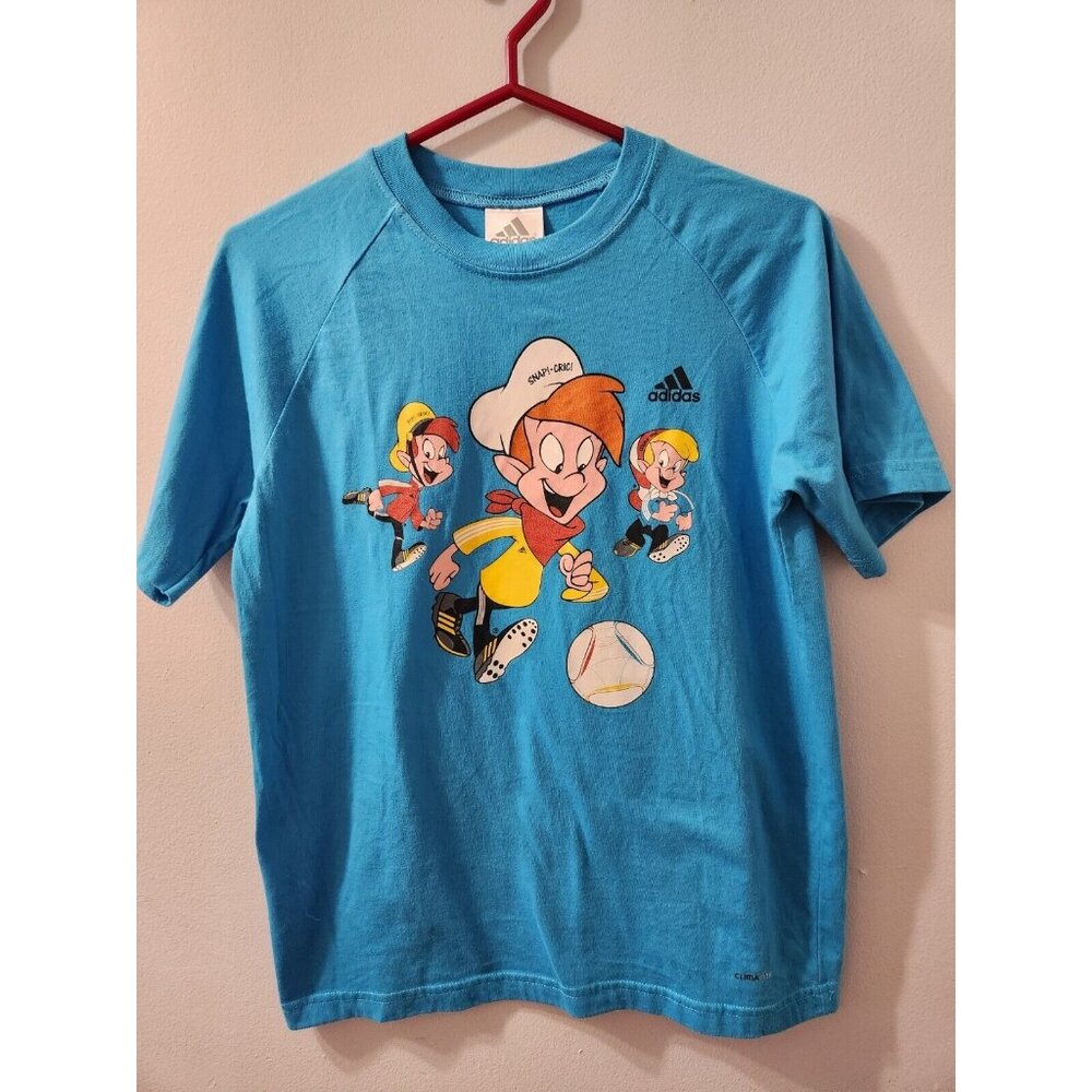 Adidas Snap Crackle Pop Rice Krispies T-Shirt Size Large Blue Made In Canada